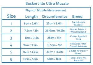 baskerville size chart