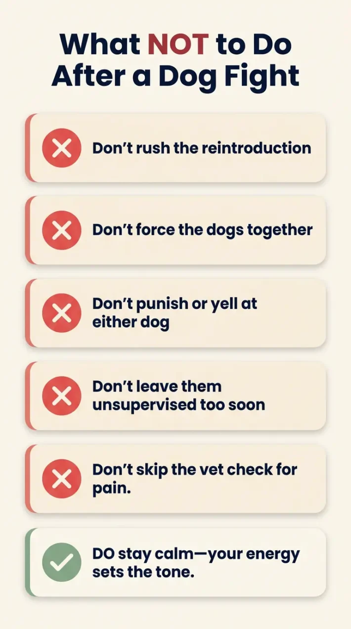 what not to do when reintroducing dogs