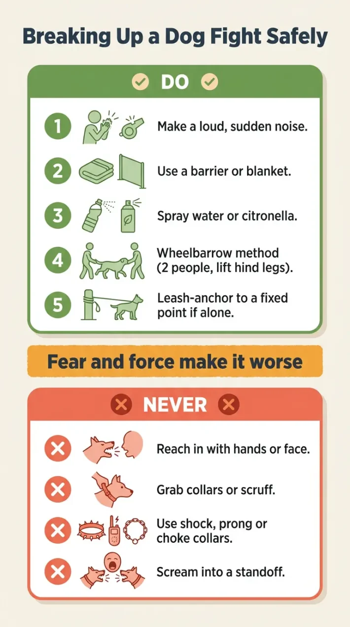 how to safely break a dog fight