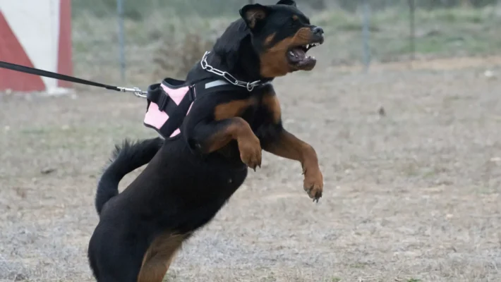 aggressive dog lunging on leash